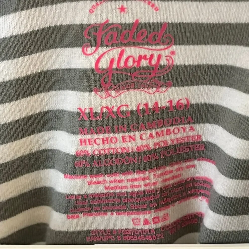 Faded Glory Gray White Striped Girls Dress XL